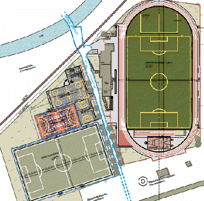 Bauplan-Skizze vom neuen Sportplatz